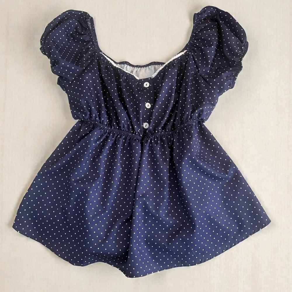 Navy Polka Dot Blouse